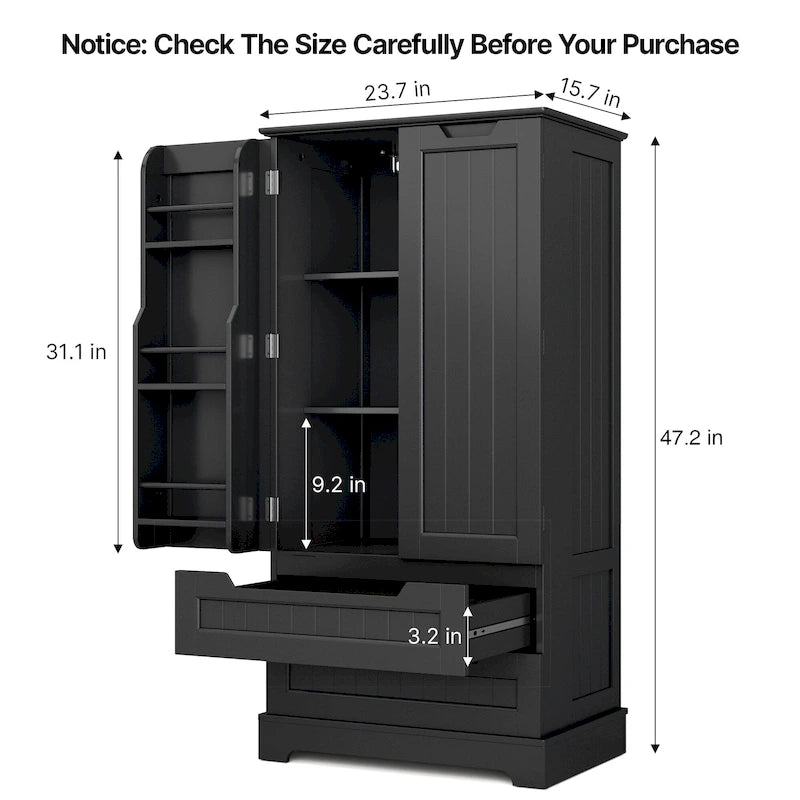 Freestanding Storage Cabinet with Doors & Drawers