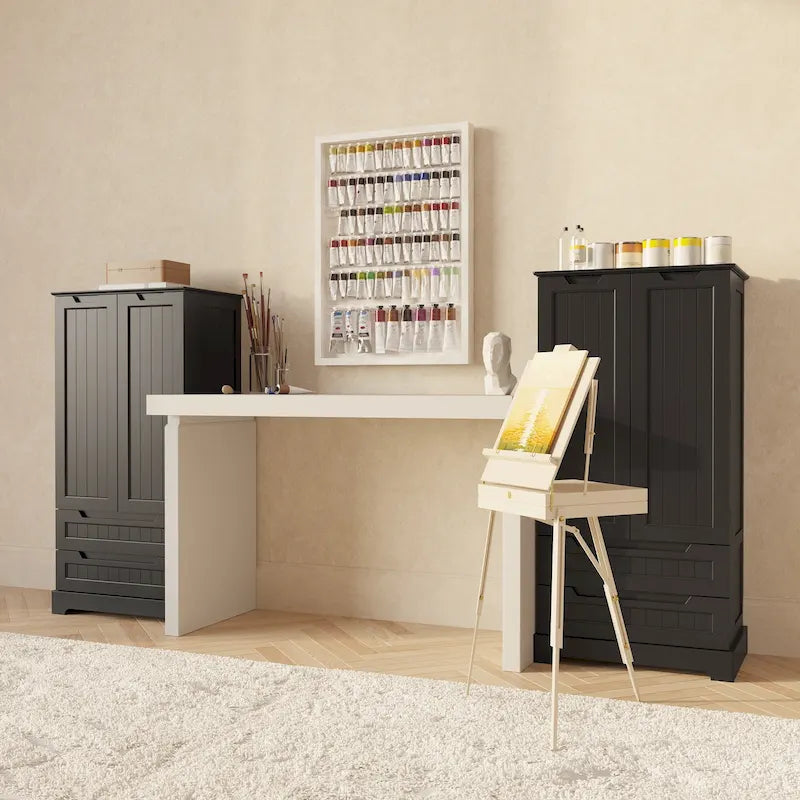 Freestanding Storage Cabinet with Doors & Drawers