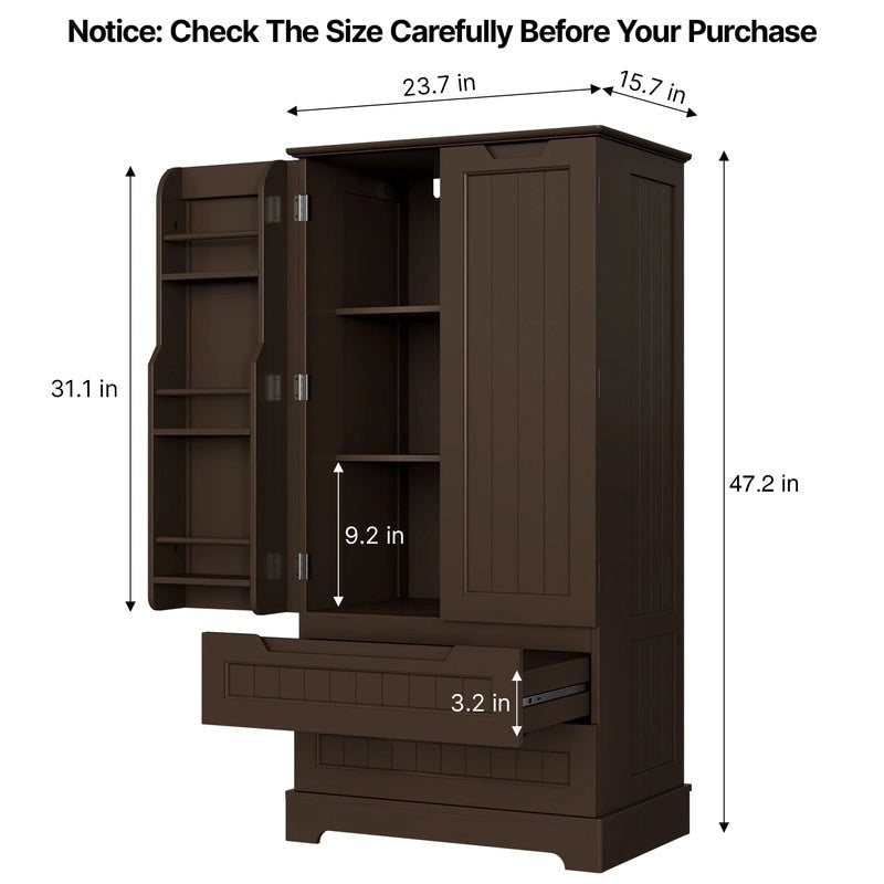 Freestanding Storage Cabinet with Doors & Drawers