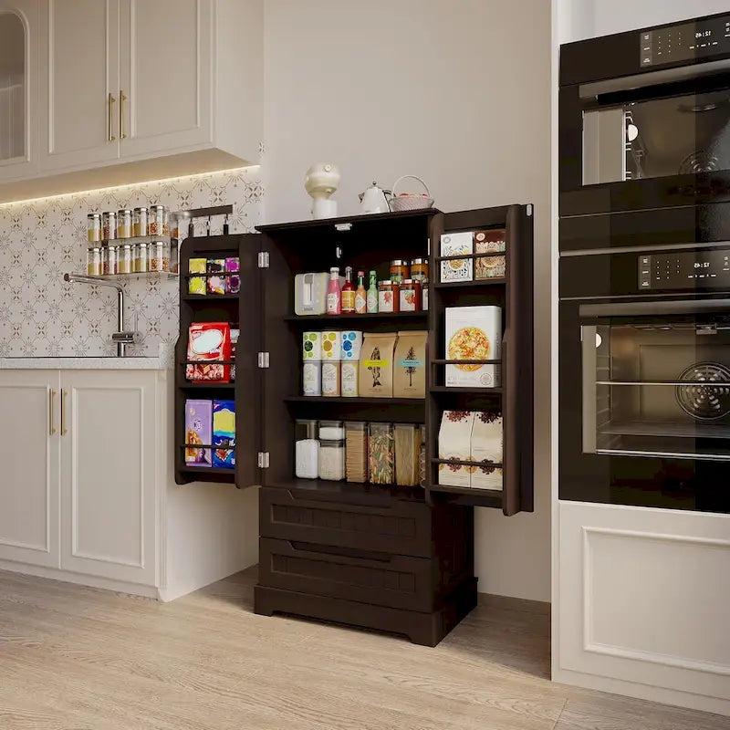 Freestanding Storage Cabinet with Doors & Drawers