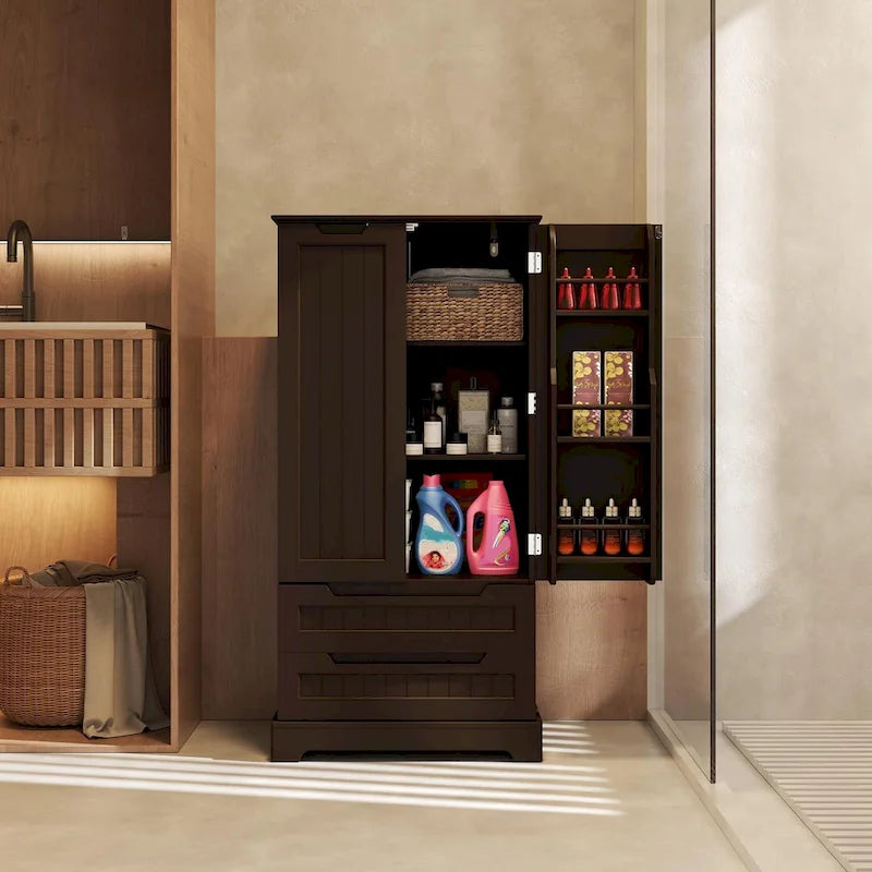 Freestanding Storage Cabinet with Doors & Drawers