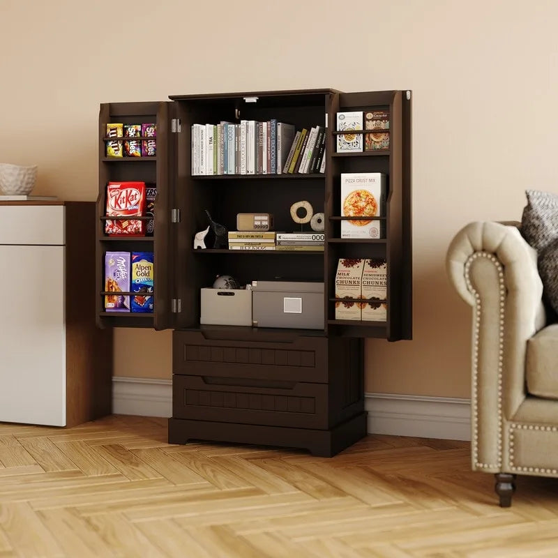 Freestanding Storage Cabinet with Doors & Drawers