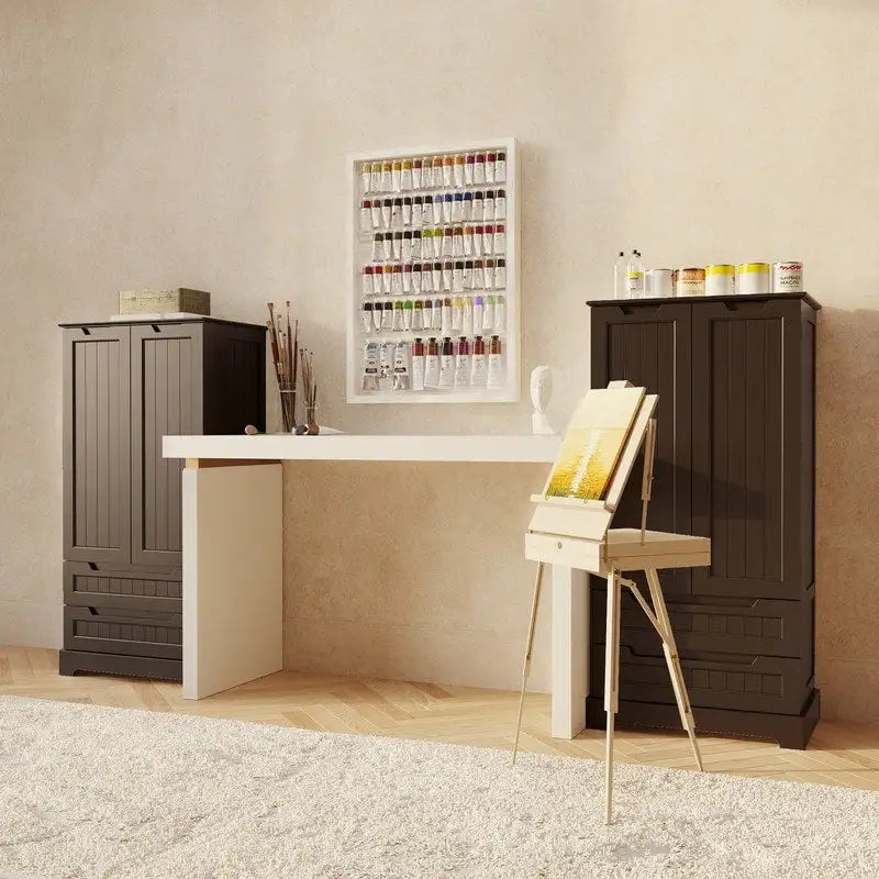 Freestanding Storage Cabinet with Doors & Drawers