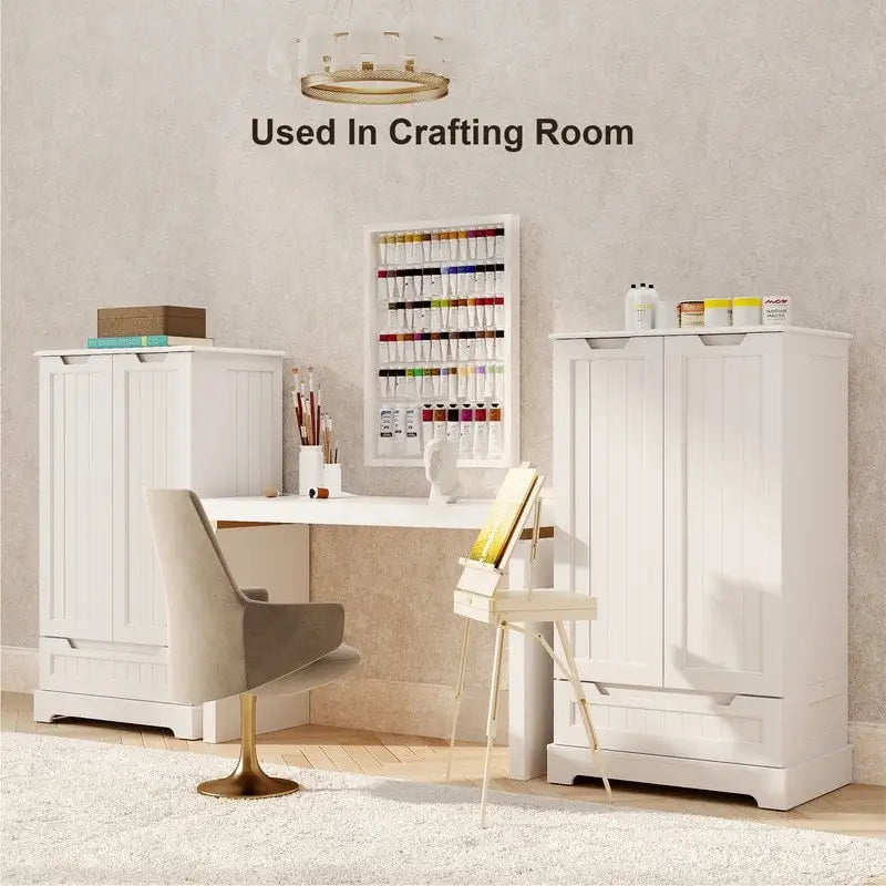Freestanding Storage Cabinet with Doors & Drawers