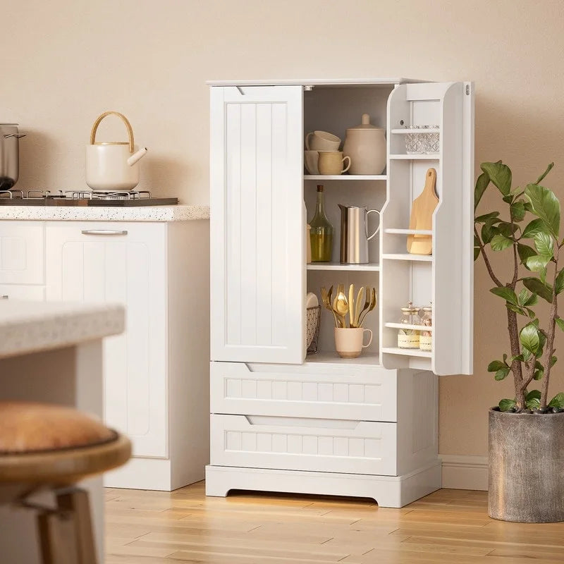 Freestanding Storage Cabinet with Doors & Drawers