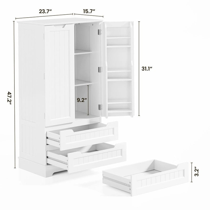 Freestanding Storage Cabinet with Doors & Drawers