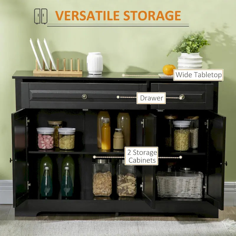 Modern Sideboard Buffet Cabinet with Drawers & Adjustable Shelves