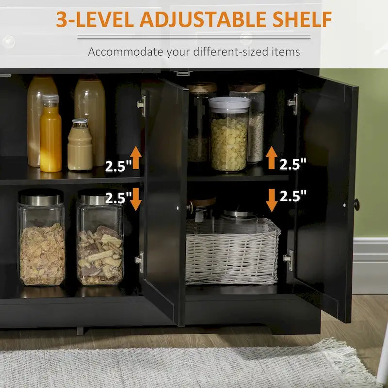 Modern Sideboard Buffet Cabinet with Drawers & Adjustable Shelves