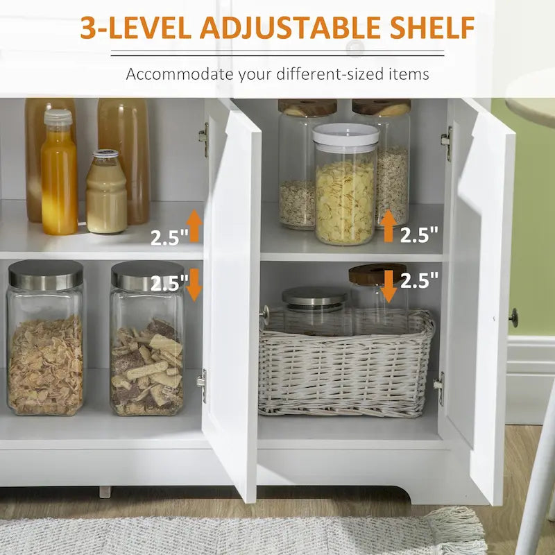 Modern Sideboard Buffet Cabinet with Drawers & Adjustable Shelves