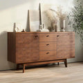 Herringbone Pattern TV Stand & Sideboard Buffet with Drawers & Wood Legs