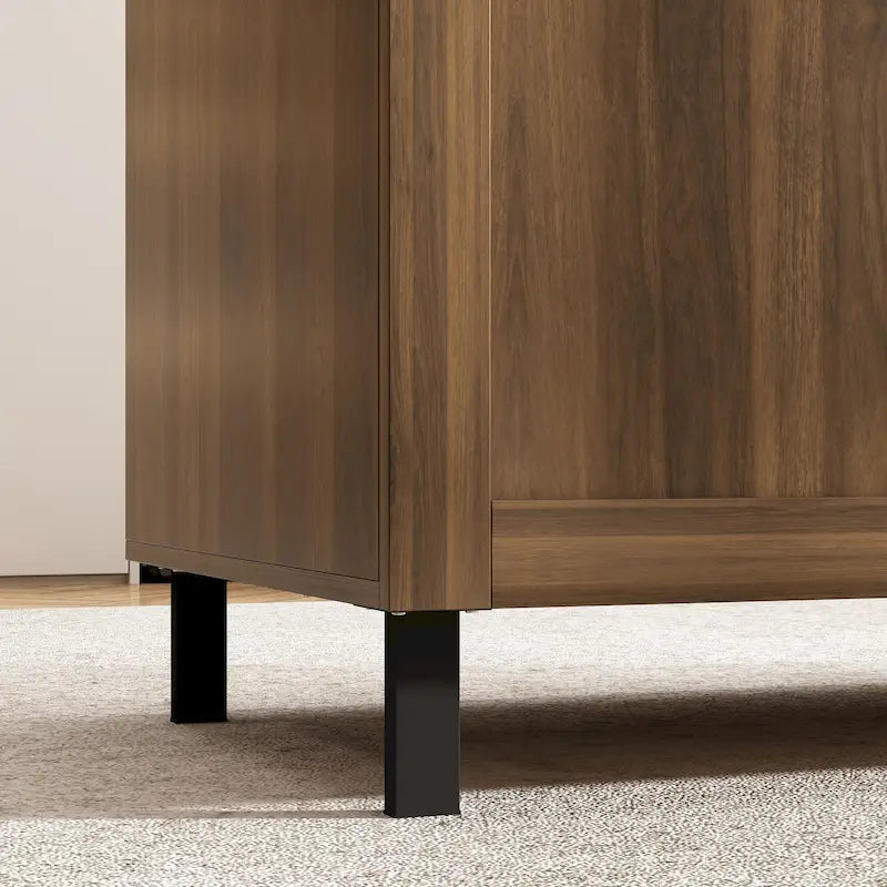 Multi-Purpose Cabinet with Marble-Look Top, 2 Drawers & 2 Doors — Brown