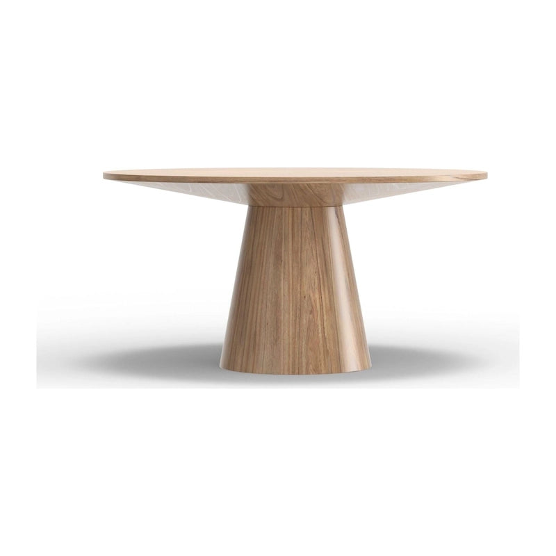 Round Solid Wood Dining Table, 59" — Natural Finish, Seats 4–6