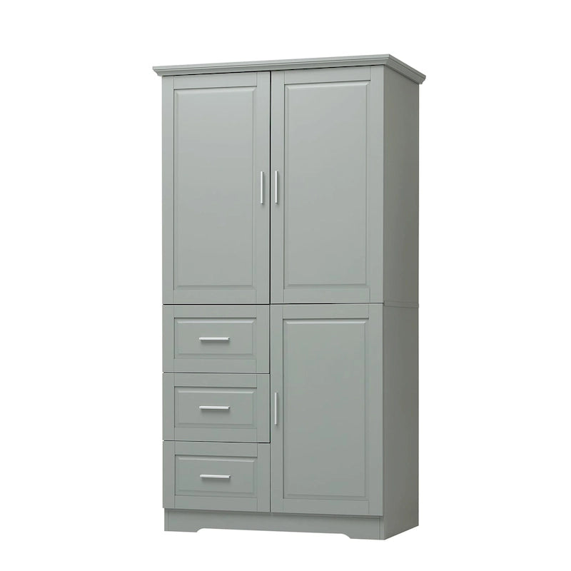 Tall Wide Storage Cabinet with Doors, 3 Drawers & Adjustable Shelf