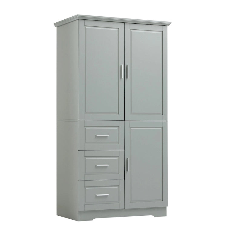 Tall Wide Storage Cabinet with Doors, 3 Drawers & Adjustable Shelf