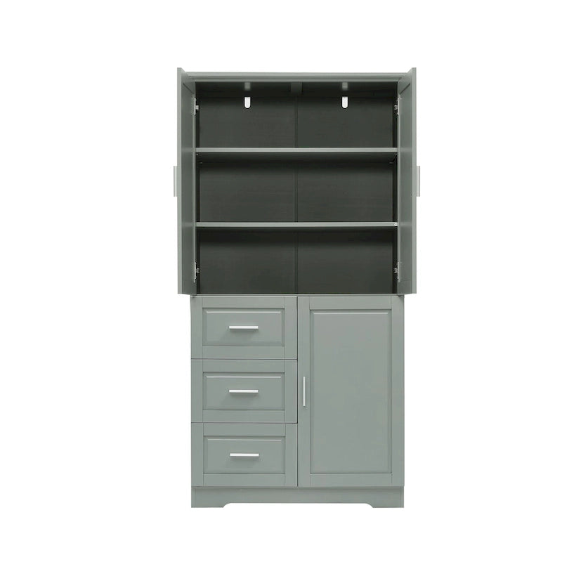 Tall Wide Storage Cabinet with Doors, 3 Drawers & Adjustable Shelf