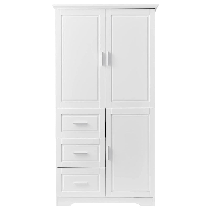 Tall Wide Storage Cabinet with Doors, 3 Drawers & Adjustable Shelf