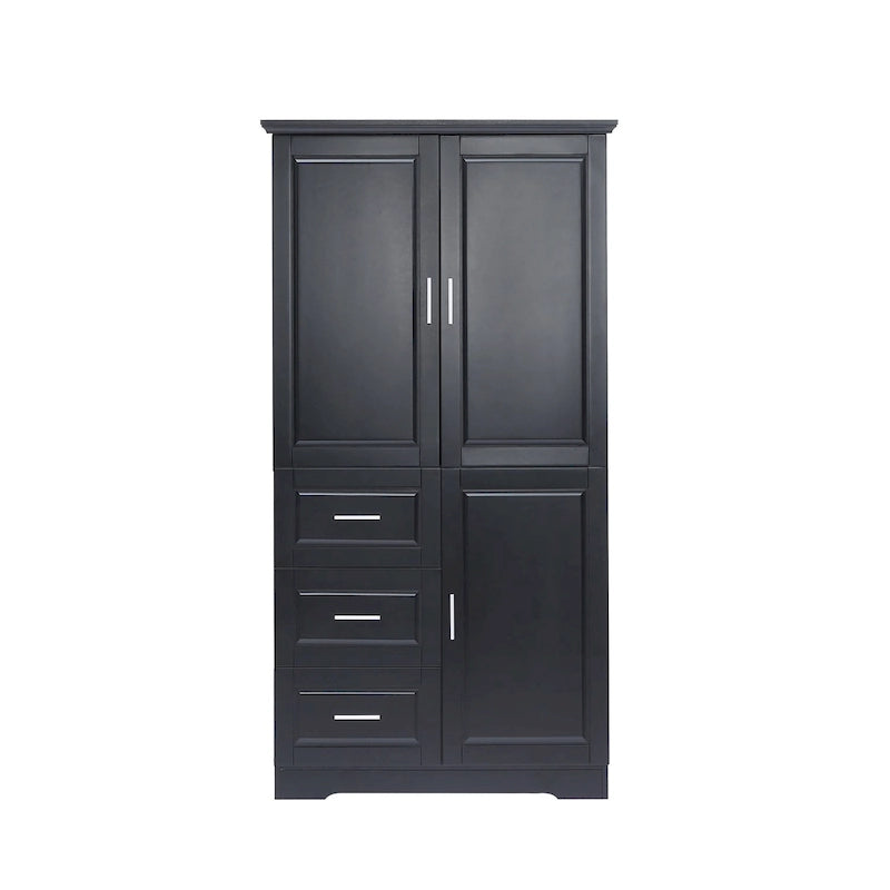 Tall Wide Storage Cabinet with Doors, 3 Drawers & Adjustable Shelf