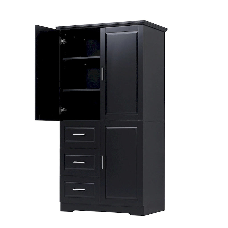 Tall Wide Storage Cabinet with Doors, 3 Drawers & Adjustable Shelf