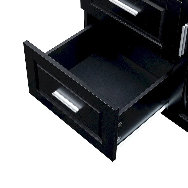 Tall Wide Storage Cabinet with Doors, 3 Drawers & Adjustable Shelf
