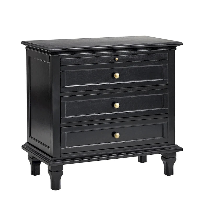 Farmhouse 3-Drawer Nightstand with Built-In Charging Station