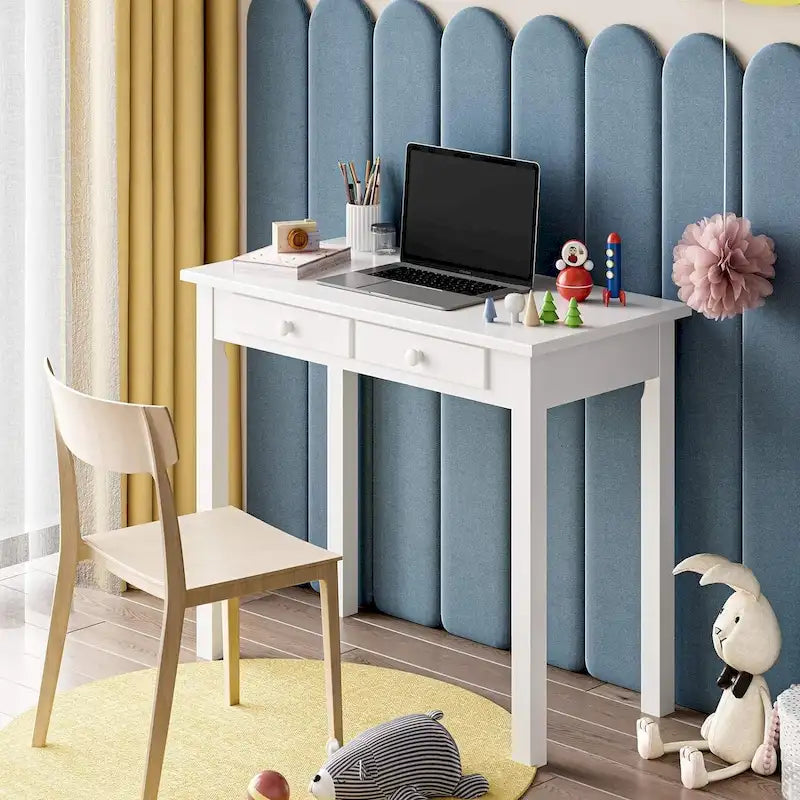 Home Office Writing Desk with 7 Drawers, Hutch & USB Ports