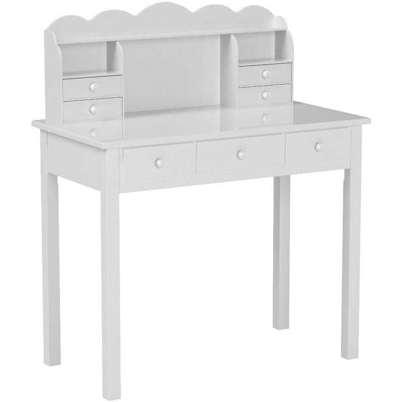 Home Office Writing Desk with 7 Drawers, Hutch & USB Ports