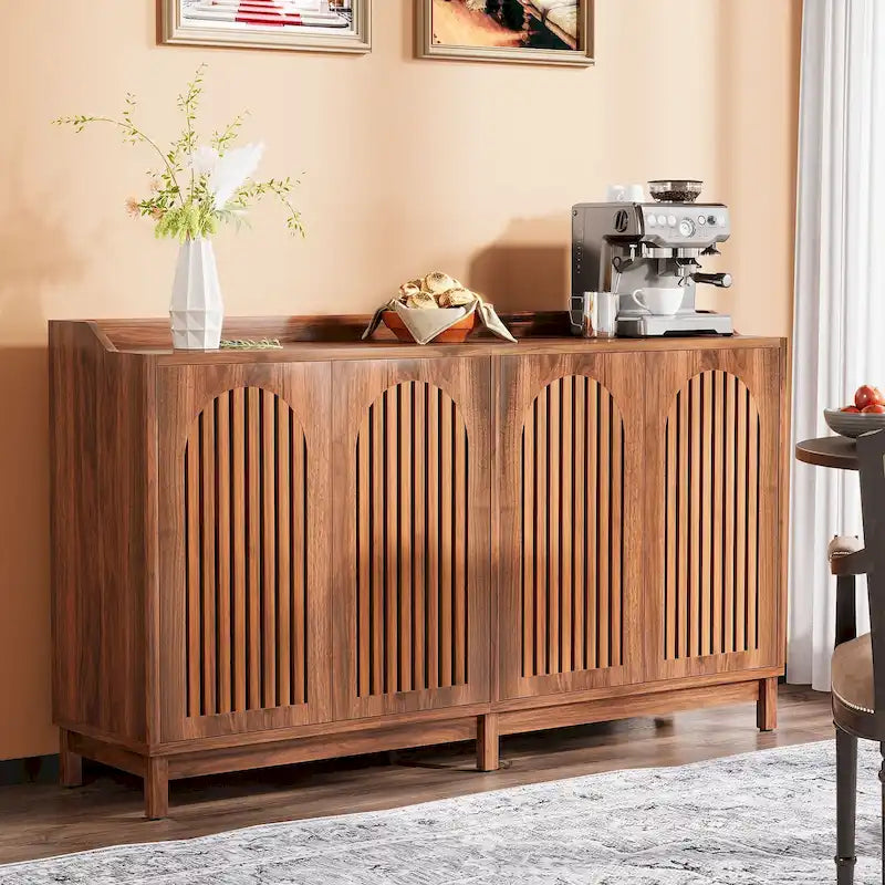 57 Farmhouse Sideboard Buffet Cabinet with Doors and Adjustable Shelf