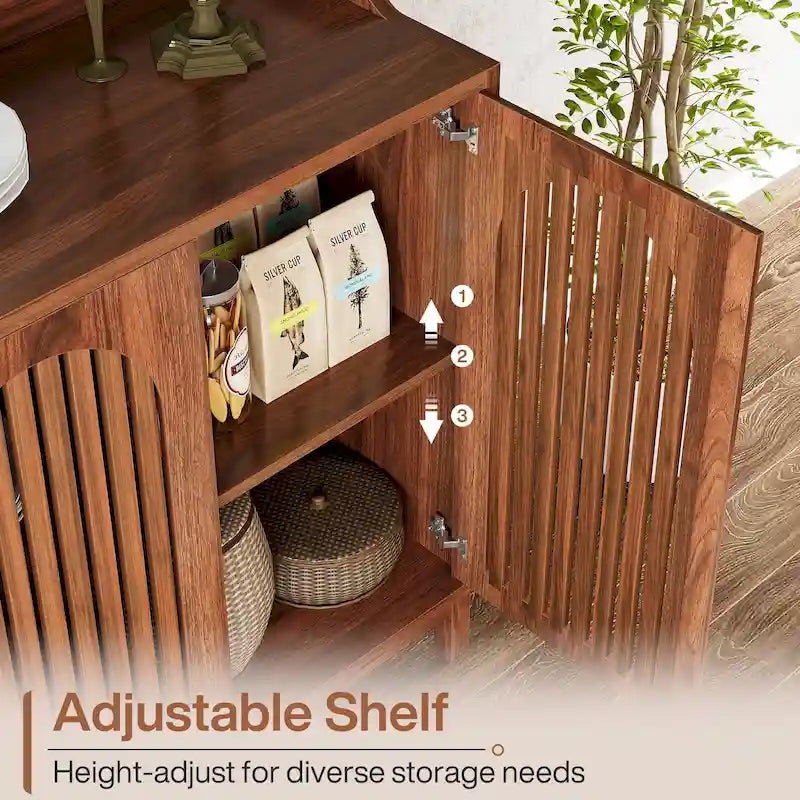 57" Farmhouse Sideboard Buffet Cabinet with Shutter Doors & Adjustable Shelves