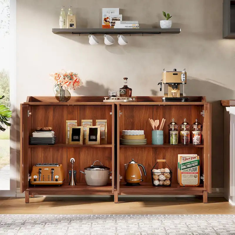 57" Farmhouse Sideboard Buffet Cabinet with Shutter Doors & Adjustable Shelves