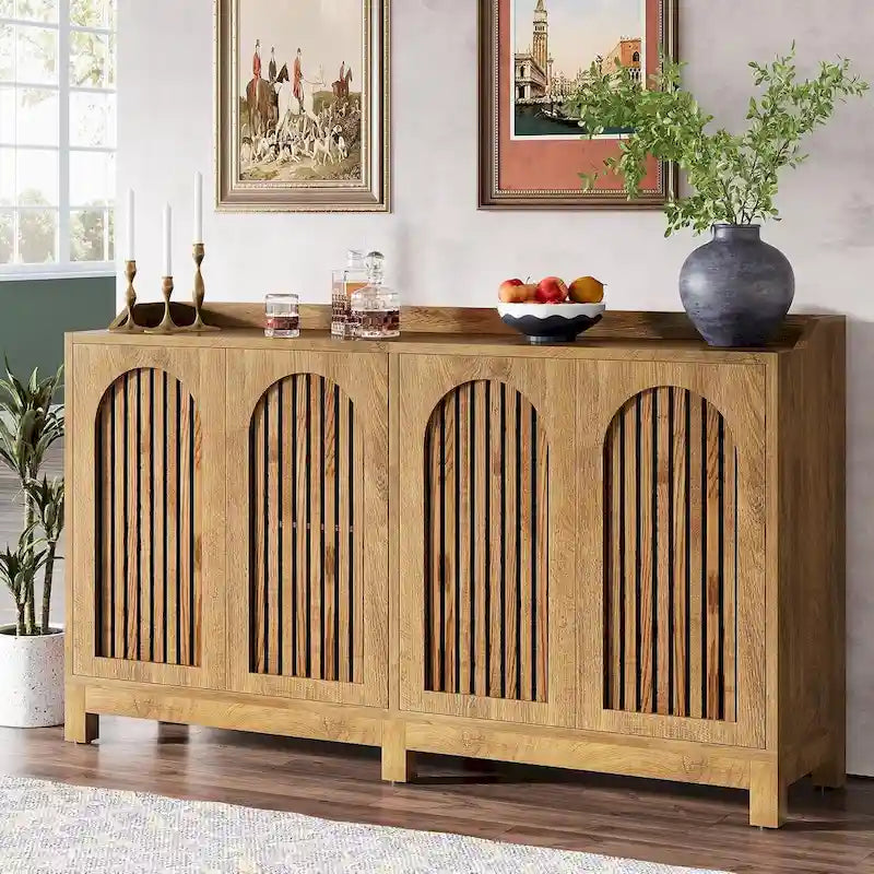 57" Farmhouse Sideboard Buffet Cabinet with Shutter Doors & Adjustable Shelves