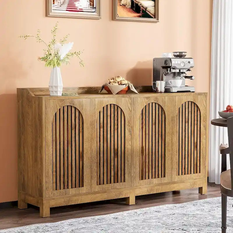 57" Farmhouse Sideboard Buffet Cabinet with Shutter Doors & Adjustable Shelves