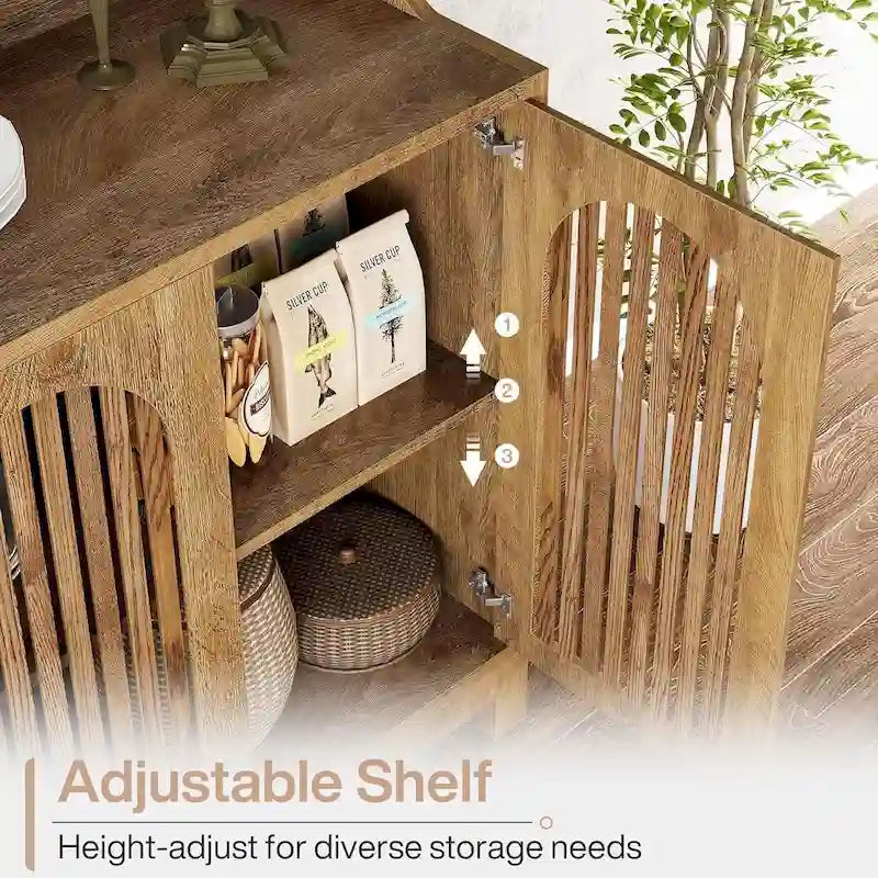 57" Farmhouse Sideboard Buffet Cabinet with Shutter Doors & Adjustable Shelves