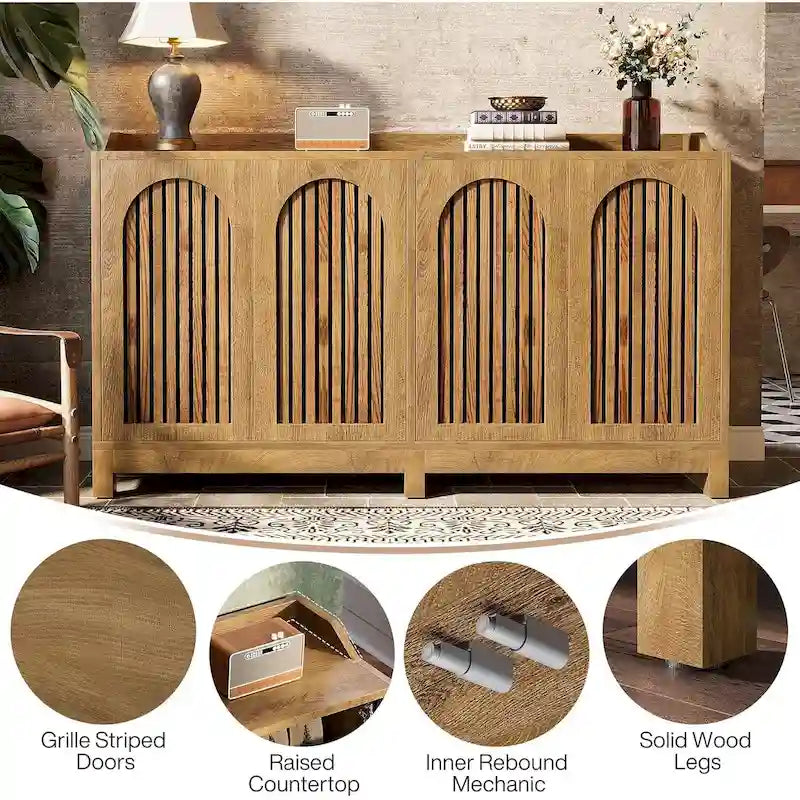 57" Farmhouse Sideboard Buffet Cabinet with Shutter Doors & Adjustable Shelves