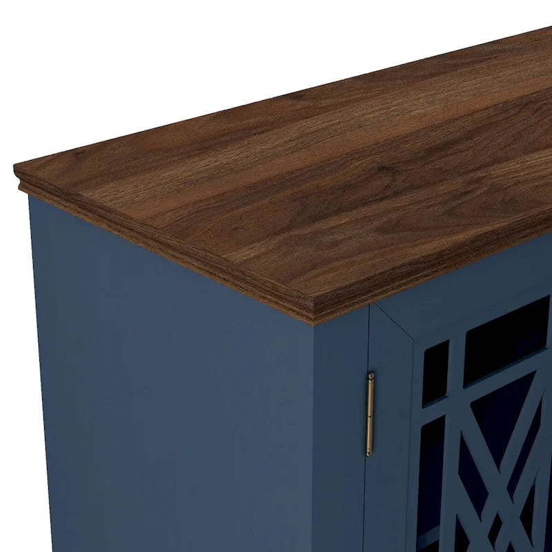 Vintage Style Wood Buffet Sideboard Cabinet with Glass Panel Doors