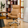 Mid-Century High-Back Adjustable Swivel Office Chair — Faux Leather
