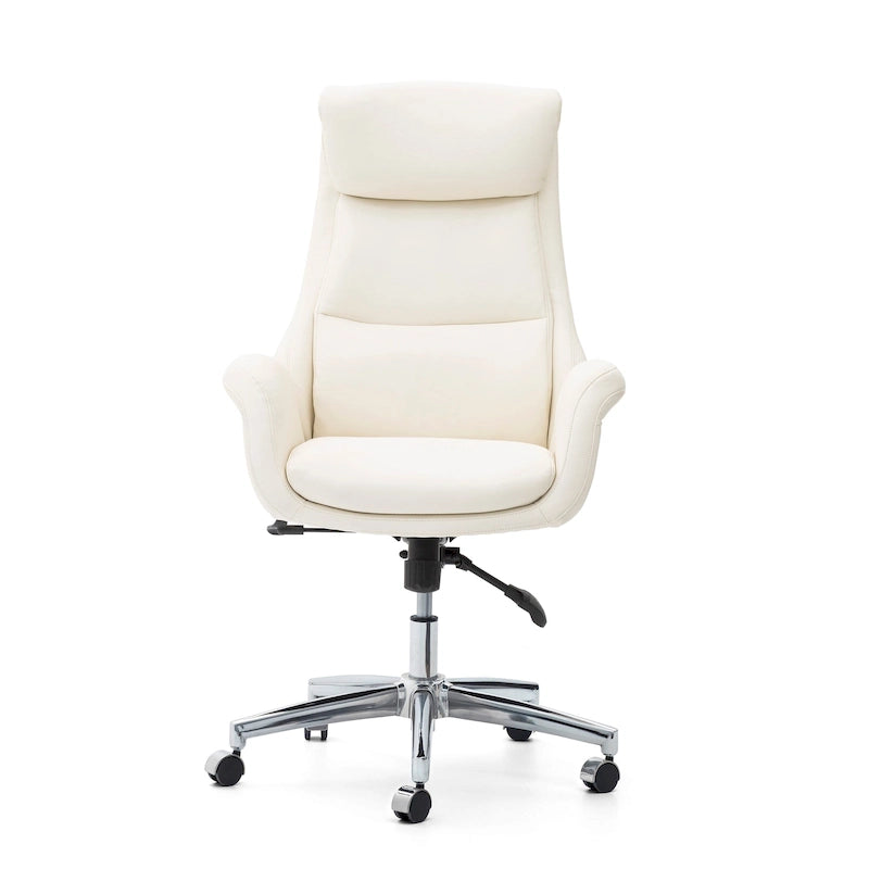 Mid-Century High-Back Adjustable Swivel Office Chair — Faux Leather