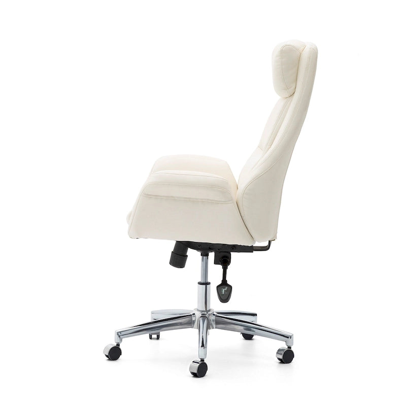 Mid-Century High-Back Adjustable Swivel Office Chair — Faux Leather
