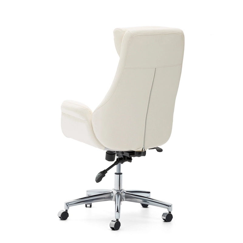 Mid-Century High-Back Adjustable Swivel Office Chair — Faux Leather