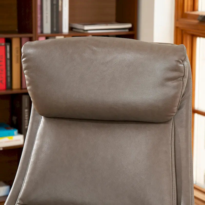 Mid-Century High-Back Adjustable Swivel Office Chair — Faux Leather