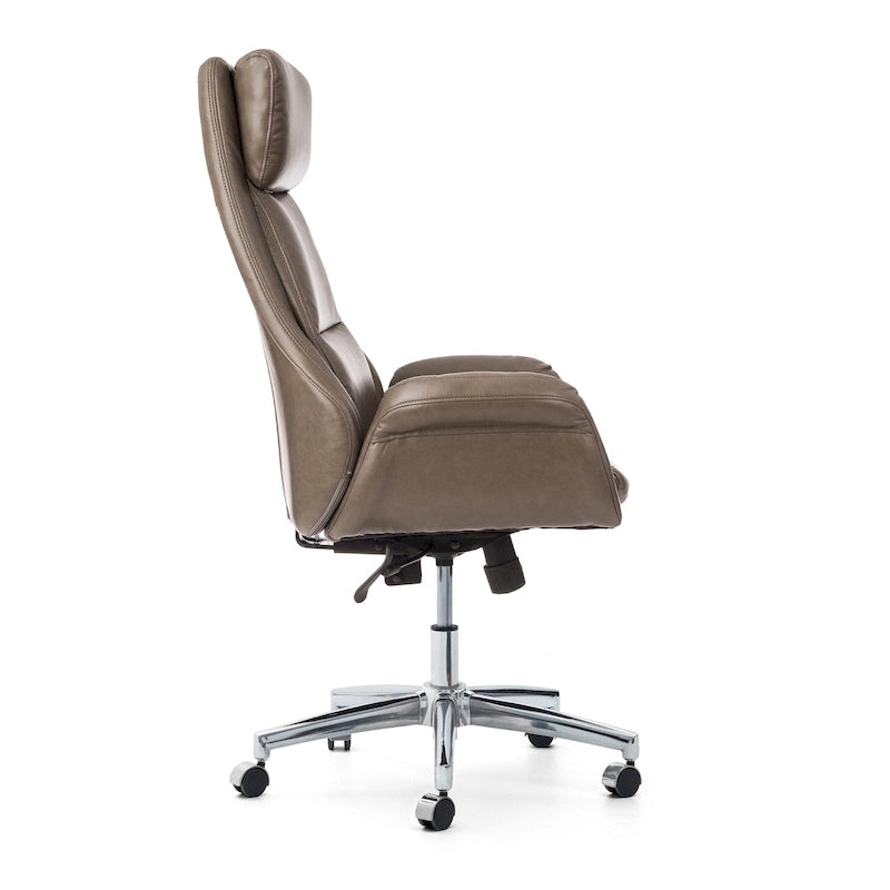 Mid-Century High-Back Adjustable Swivel Office Chair — Faux Leather