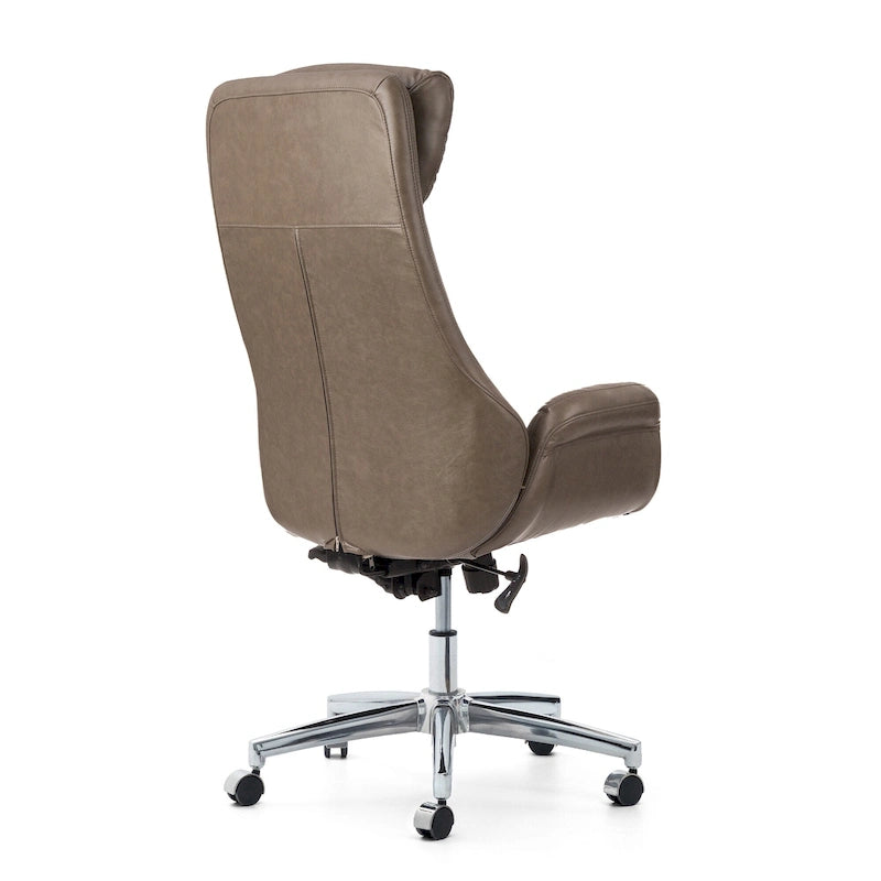 Mid-Century High-Back Adjustable Swivel Office Chair — Faux Leather