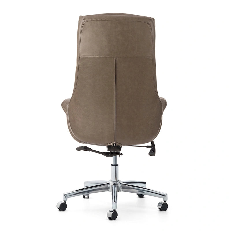 Mid-Century High-Back Adjustable Swivel Office Chair — Faux Leather