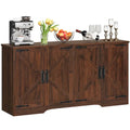 Farmhouse 4-Door Sideboard Cabinet with Adjustable Shelves — Dark Walnut