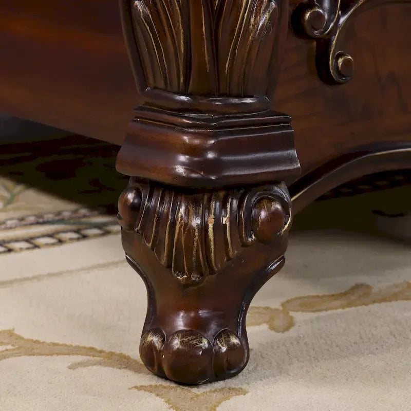 Traditional Baroque Carved Solid Wood Panel Bed