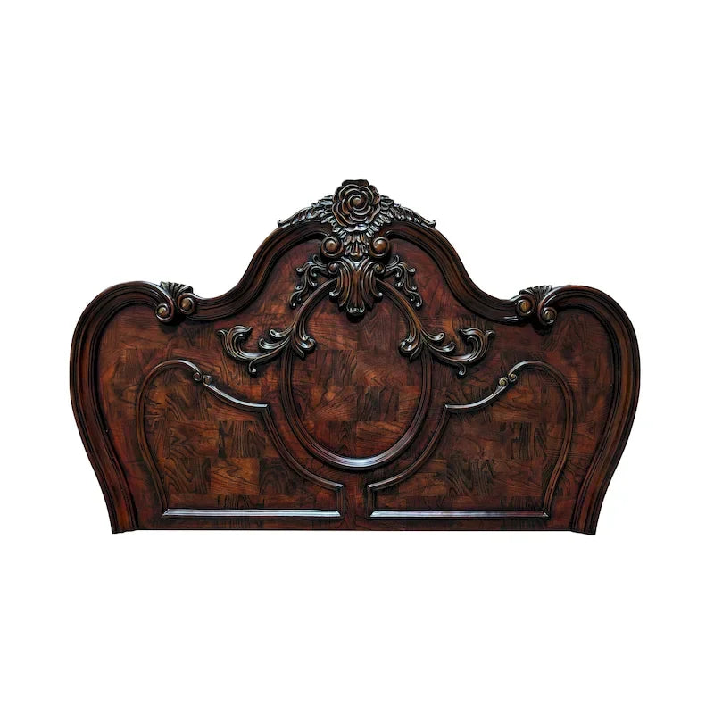 Traditional Baroque Carved Solid Wood Panel Bed