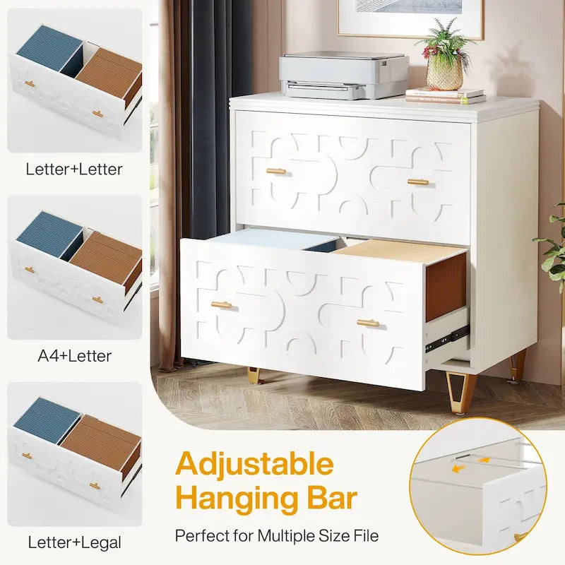 2-Drawer Lateral File Cabinet, White