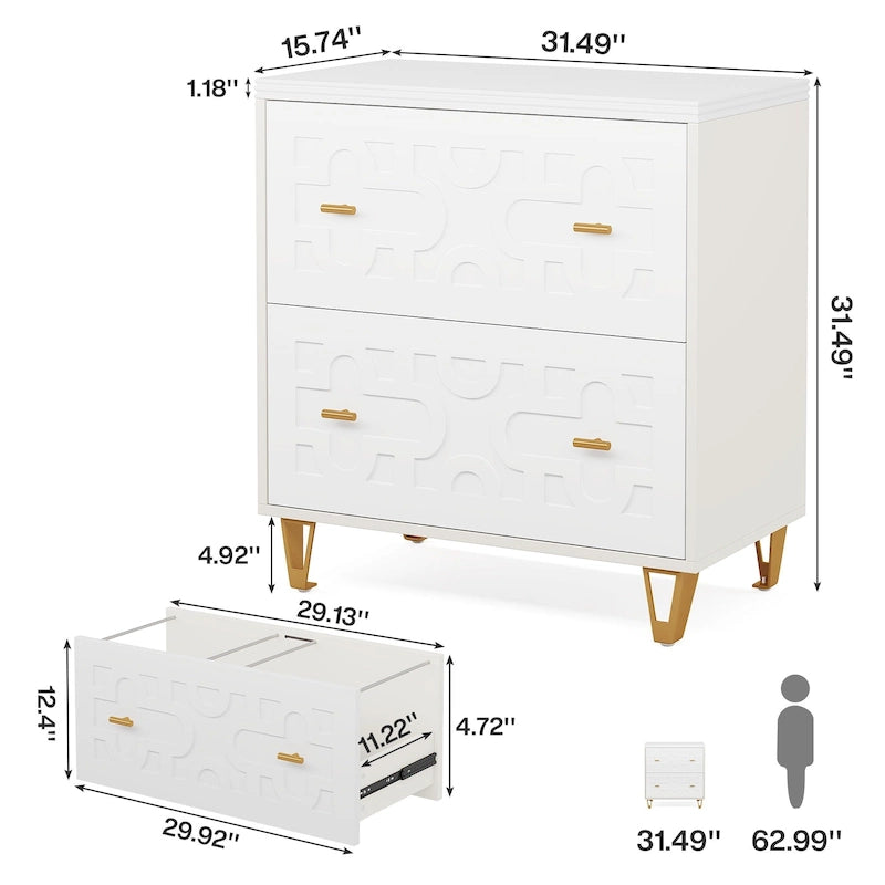 2-Drawer Lateral File Cabinet, White