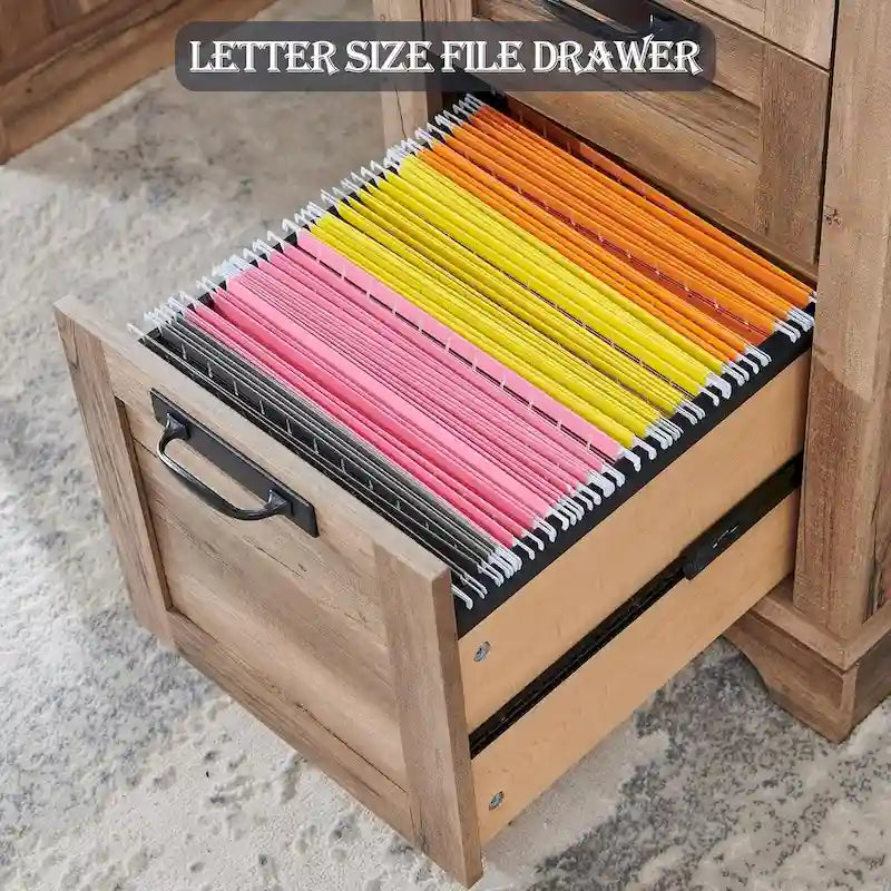 60" Farmhouse Executive Desk with Charging Station & File Drawer