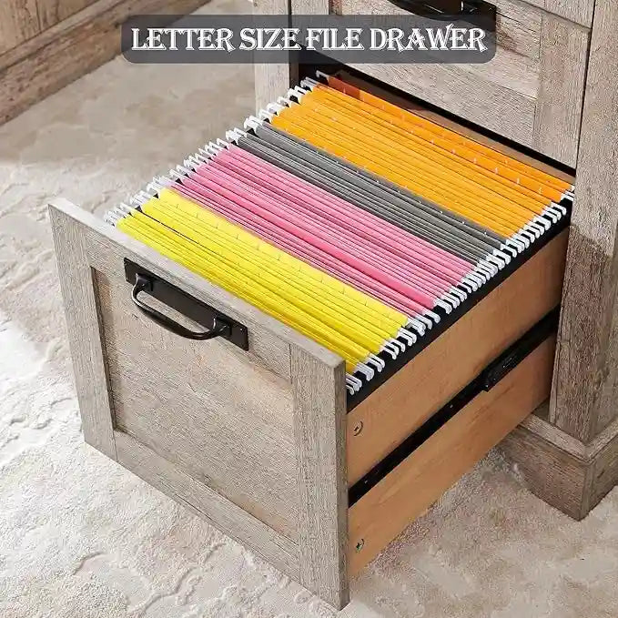 60" Farmhouse Executive Desk with Charging Station & File Drawer